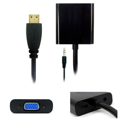 HDMI2.1版-(JC-HV3-C)MINI HDMI轉VGA帶3.5mm音源線