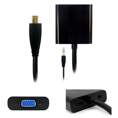 HDMI2.1版-(JC-HV3-D)MICRO HDMI轉VGA帶3.5mm音源線